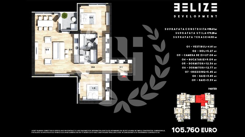 Cernica, apartament 3 camere cu 2 terase spatioase